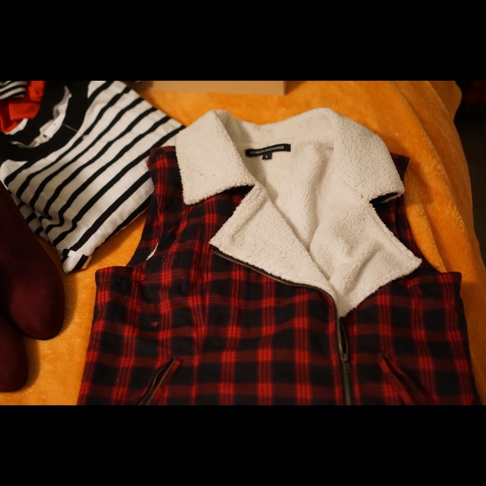 Foreign Exchange plaid winter vest